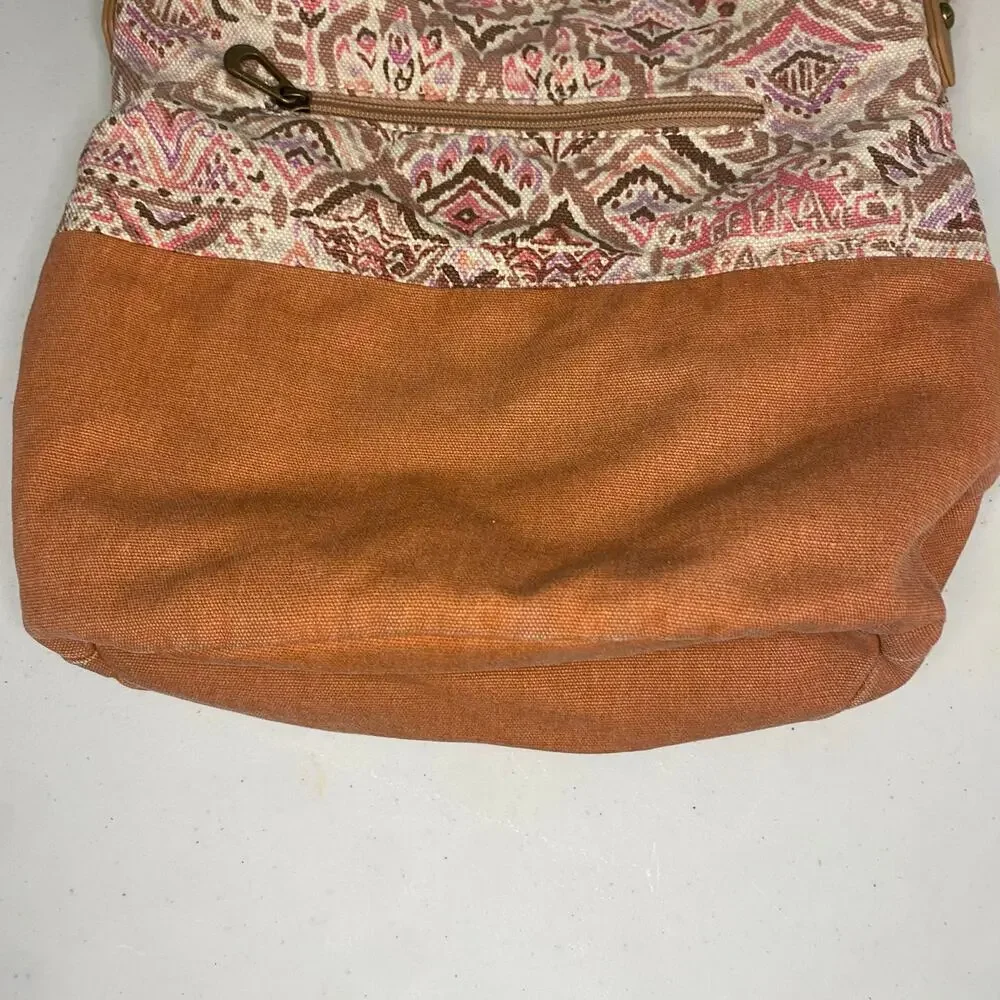 Sakroots Crossbody Shoulder Bag Brown Pink Siena Artist Circle Soft Bucket
